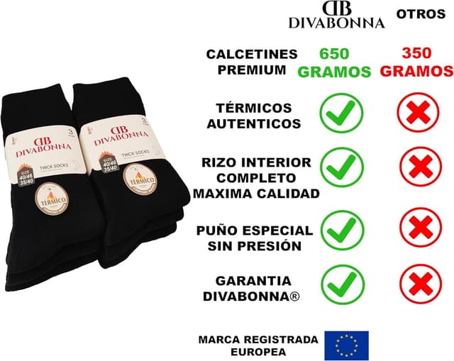 Detalle 2 de DIVABONNA 6 Pares calcetines térmicos 6 pares