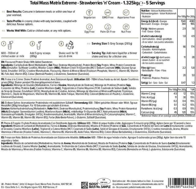 Thumbnail 4 de THE PROTEIN WORKS Total Mass 1kg gainer 🥤