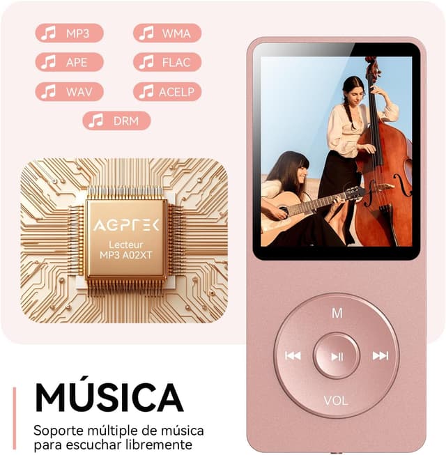 Thumbnail 2 de AGPTEK 16GB Reproductor MP3 70 h de batería