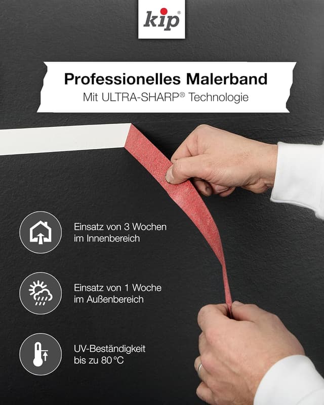 Detalle 2 de Kip Tape 3301 Ultra Sharp – ruban de masquage professionnel bords ultra coupants, pack de 2, 30 mm x 50 m