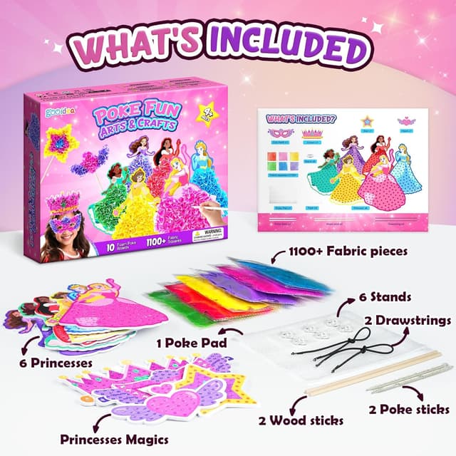 Detalle 2 de Gooidea Punkte-Bastelset für Mädchen (4–9 Jahre) – klassische Prinzessinnen Steckkunst