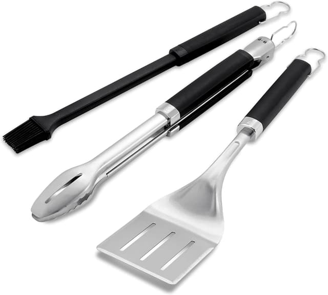 Detalle de Weber Precision 3-Piece Grilling Tool Set (Stainless Steel Tongs, Spatula & Silicone Basting Brush)