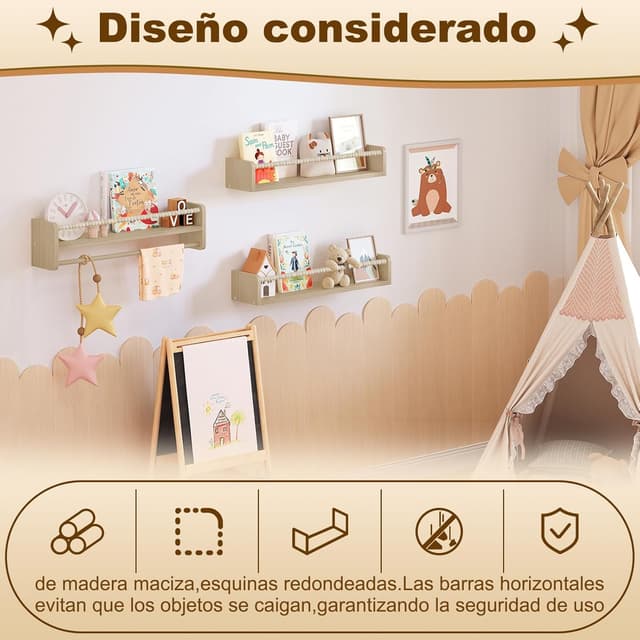 Thumbnail 6 de WOLTU Estantes Flotantes Infantiles de Madera