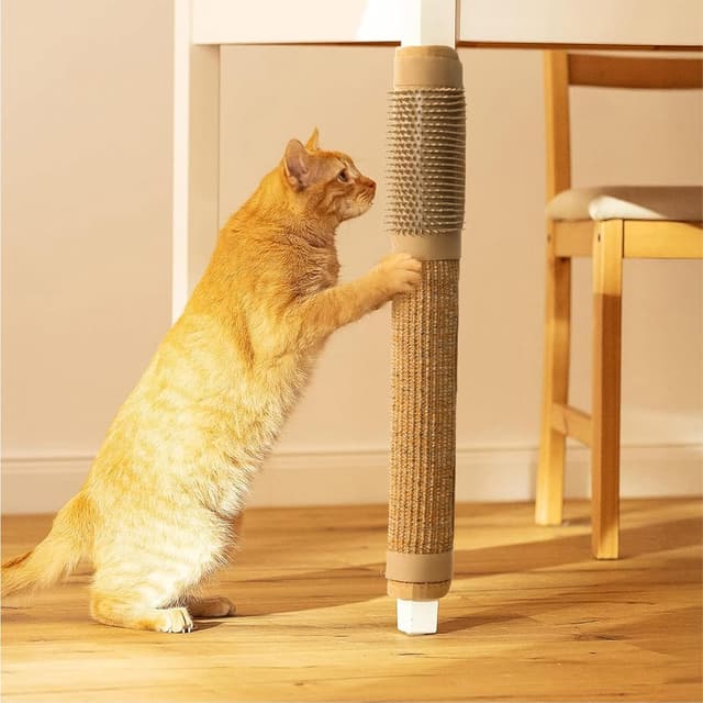 Detalle de Navaris Cat Scratcher and Brush Table Leg Protector sisal mat for furniture protection