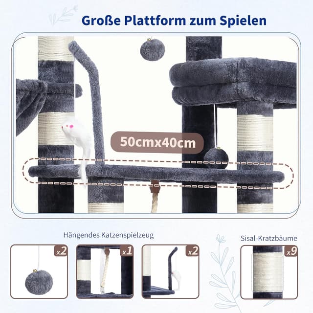 Thumbnail 3 de Gitelsnour Katzenkratzbaum groß 160 cm Rauchgrau