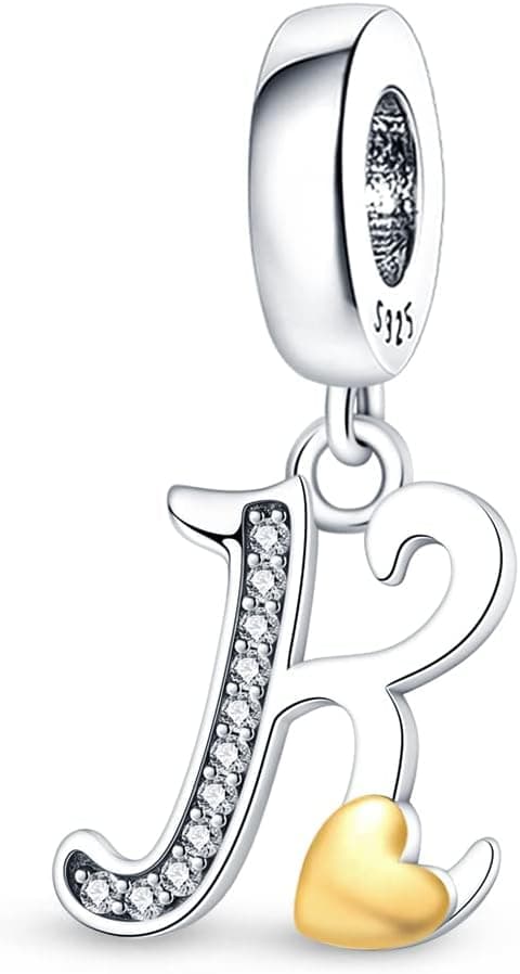 Detalle 2 de LIGHTDOG Charms lettres en argent 925 (zincirconium doré) pour bracelets européens compatibles