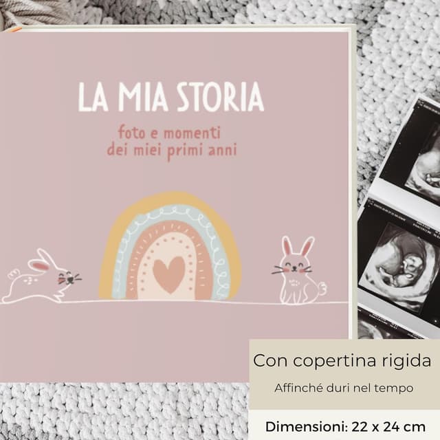 Detalle de HuBorns Album Nascita Neonato (bambina e bambino) da incollare foto e scritte, con +50 pagine e adesivi