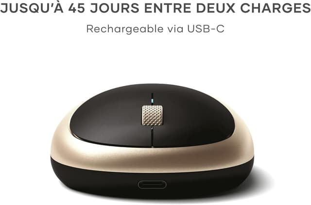 Detalle de Satechi Souris sans fil M1 en aluminium, rechargeable USB-C, Bluetooth 4.2, 1200 DPI – Or
