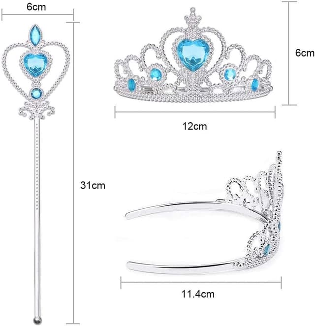Detalle 2 de Vicloon Prinzessin Elsa Dress-up Geschenk-Set (2-teilig) mit Strass-Krone & Zauberstab