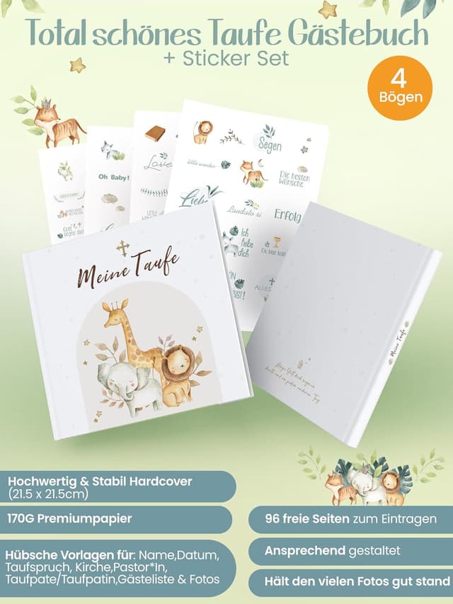 Detalle 2 de Legezon Meine Taufe Gästebuch Erinnerungsbuch Weiß