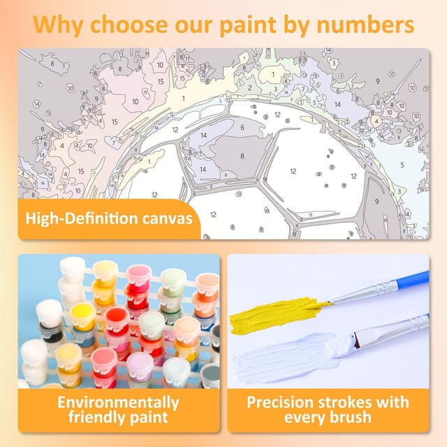 Detalle de Children’s Paint by Numbers Football Kit with Frame (7.8x7.8 inch) – DIY acrylic number painting for kids