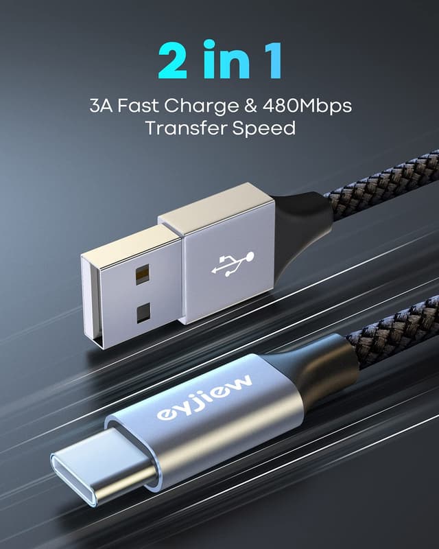 Detalle de eyjiew USB-C Kabel (1 m, 3er-Set) – USB-A auf USB-C Schnellladekabel bis 3 A