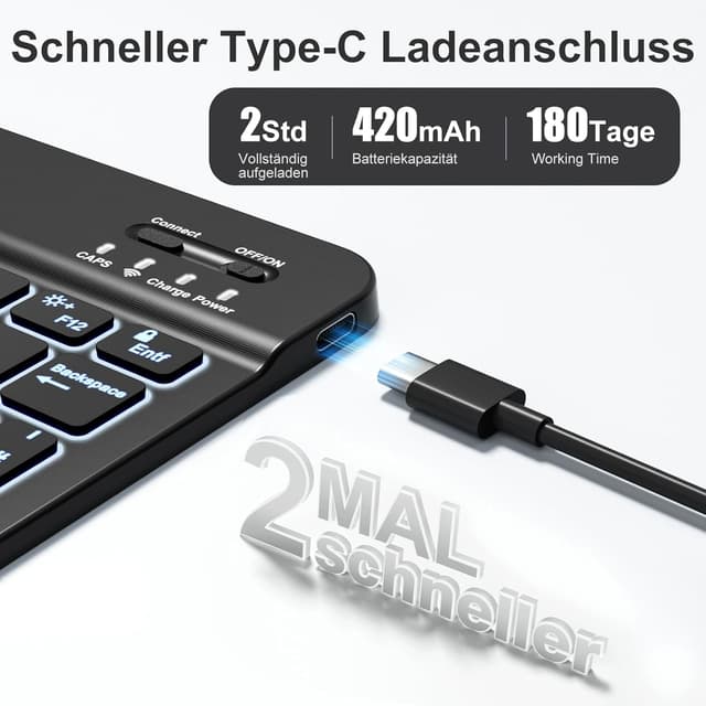 Thumbnail 2 de Vobafe Bluetooth Tastatur 420mAh