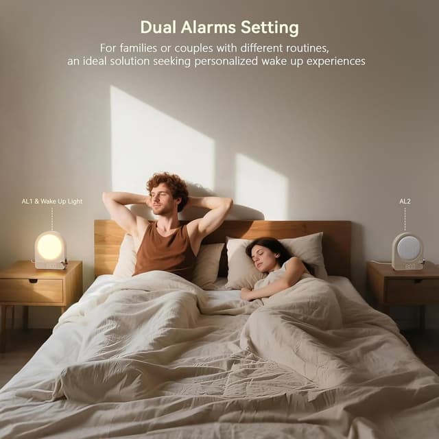 Detalle de blonbar Sunrise Alarm Clock Wake-up Light Touch Lamp with Aurora Borealis & 10 Sounds (Grey)