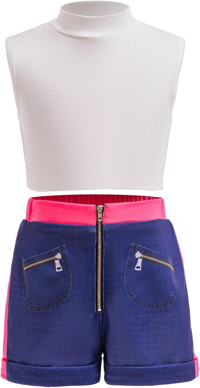 Detalle de Lgandpg Rumi Kids Halloween Outfit Set for Girls (Jacket, T-Shirt, Shorts)