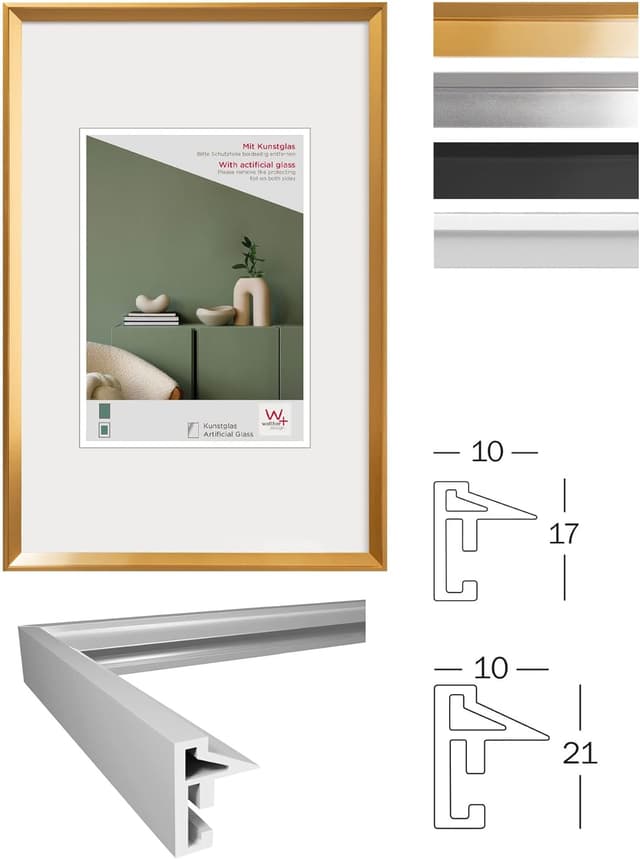 Detalle de walther design Desire DEX050S — Cadre photo en plastique argenté avec verre synthétique, 40 x 50 cm