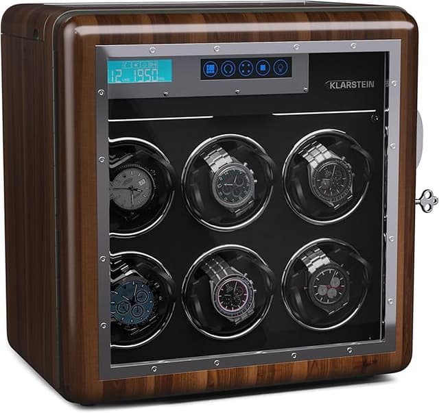 Detalle de KLARSTEIN Caja para 6 Relojes 🕰️ Vitrina Acrílica Organizador