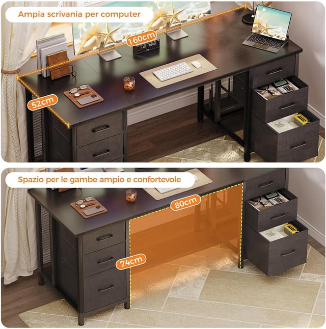 Thumbnail 6 de Coleshome Scrivania 160x52 con 6 cassetti