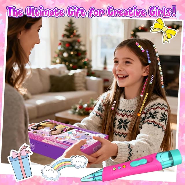 Detalle de Fozcmisw Geschenk Mädchen Set mit Haarflechtmaschine, Haarperlen & Einhorn-Haaraccessoires (ab ca. 5 Jahren)
