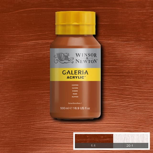 Detalle de Winsor & Newton Galeria Acrylfarbe 2150214 Kupfer, glänzend, hoch pigmentiert (500 ml)