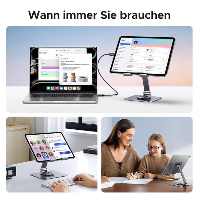 Detalle 2 de UGREEN Tablet Ständer 360° drehbar – verstellbare Tischhalterung für Tablets & Smartphones von 4,7 bis 12,9 Zoll
