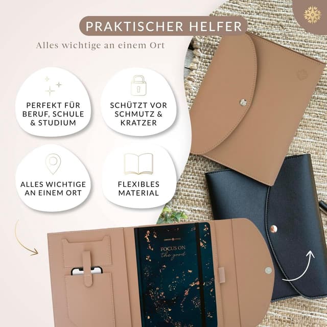 Thumbnail 3 de Lebenskompass Buchhülle A5 aus veganem Leder