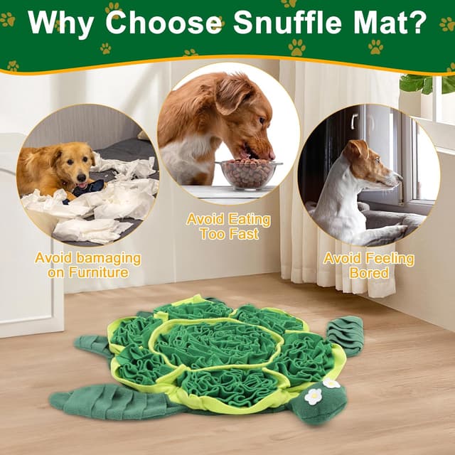 Detalle de IOKHEIRA Dog Snuffle Mat (Turtle Design) – Large Interactive Feeding & Smell Training Mat