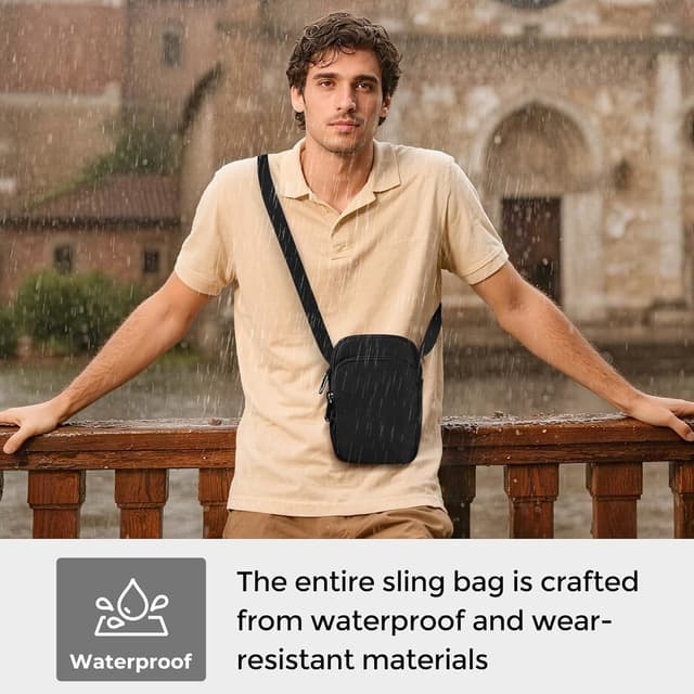 Detalle 2 de Tibroni sac à bandoulière antivol compact avec fermeture éclair, blocage RFID et poche étanche