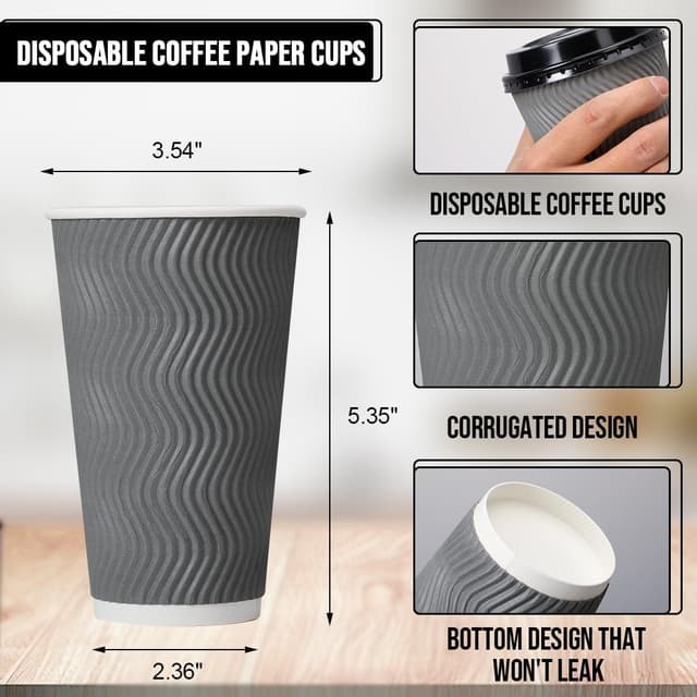 Thumbnail 1 de BYSNOW 16 oz Coffee Cups with Lids