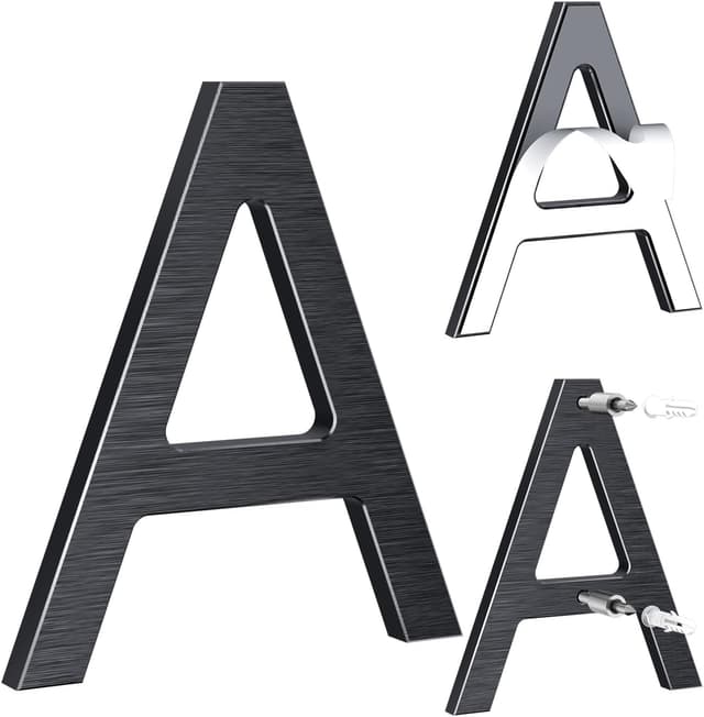 Detalle de Numero civico esterno Yafimea nero 12,5 cm in alluminio massiccio, montaggio con adesivo o viti