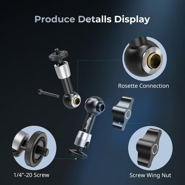 Detalle de SMALLRIG Bras Magique 5,5 pouces (lot de 2) 5316 – support articulé à friction avec filetage 1/4-20