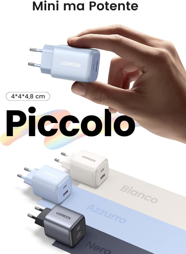 Detalle de UGREEN Nexode 35W Caricatore USB-C GaN con 1 USB-C e 1 USB-A