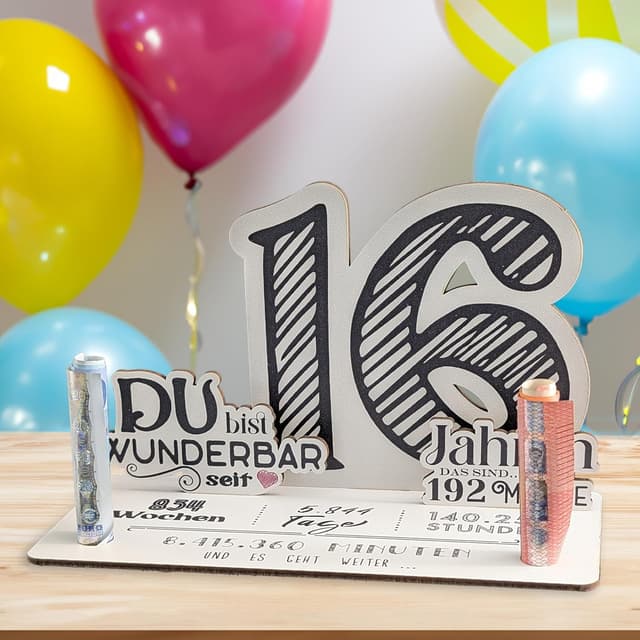 Thumbnail 4 de 16 Geburtstag 3D Holzkarte Geldgeschenke