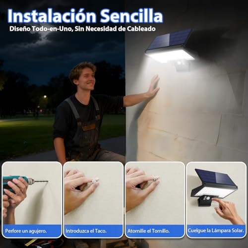 Thumbnail 7 de JESLED Luz Solar Exterior con Sensor de Movimiento y 108 LEDs (giratoria, 4 modos, IP65)