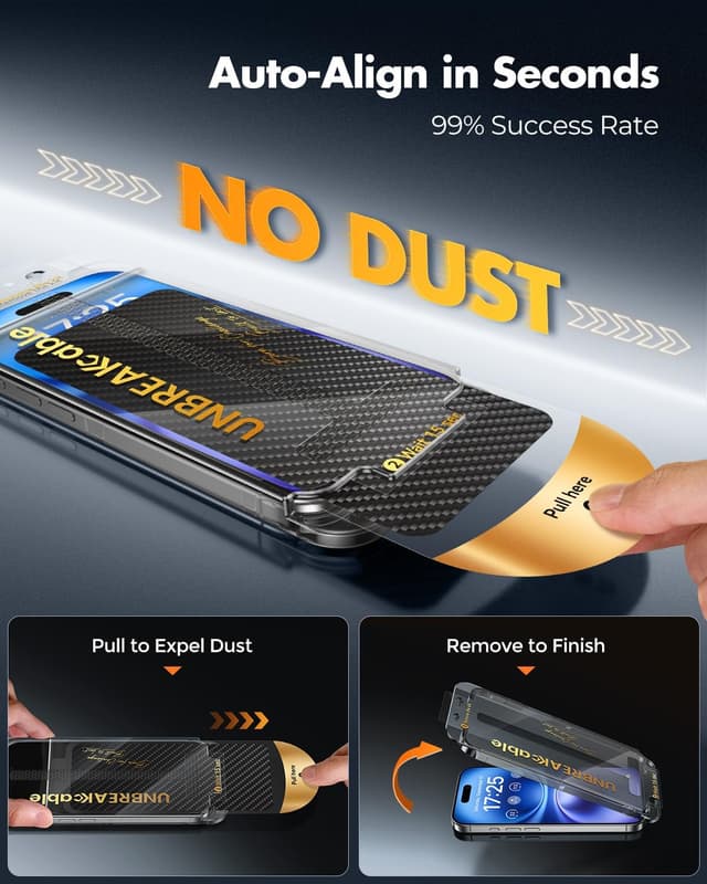 Detalle de UNBREAKcable 2+2 Pack Screen Protector & Camera Lens Protector for iPhone 16 (6.1")