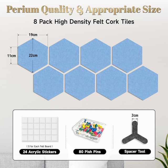 Detalle de Sliandtelly Filz Pinnwand Hexagon 8 Pack