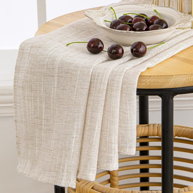 Detalle 2 de MIULEE Leinenoptik Voile Gardinen mit Ösen – 2er-Set 140×245 cm, weißer Reis