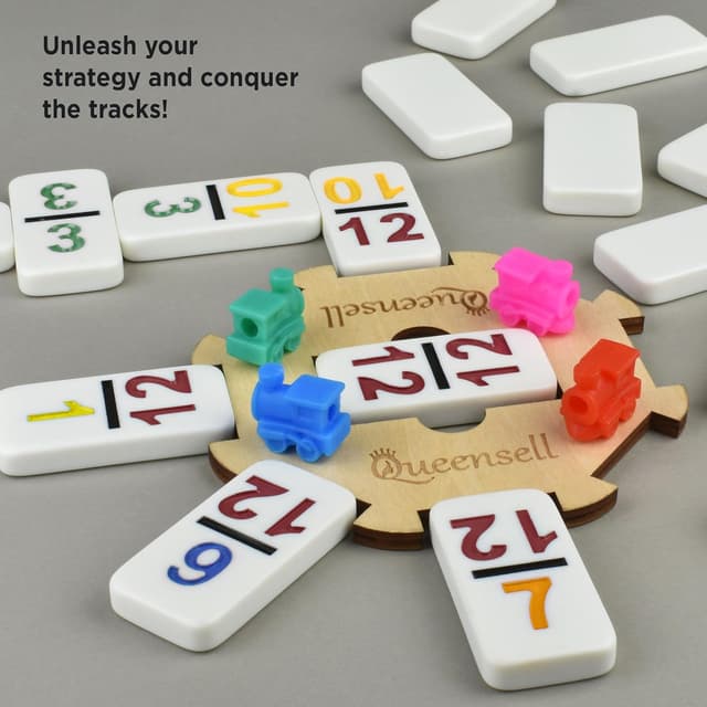 Thumbnail 4 de Queensell Mexican Train Dominoes Set with Numbers 91 tiles 🎲