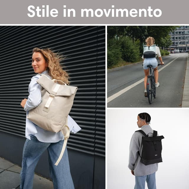 Detalle 2 de LARKSON Tammo rolltop impermeabile per PC fino a 16" – zaino leggero da lavoro, università e viaggio