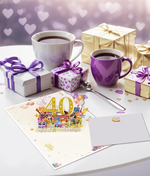 Detalle de Magic Ants 40th Birthday 3D Pop-Up Card (Glittery Gold “40”) for Men & Women