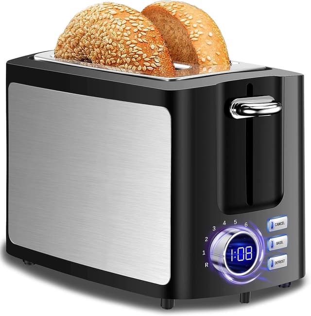 Detalle de Toaster 2 Slice Wide Slot Toaster with LCD Timer ๐