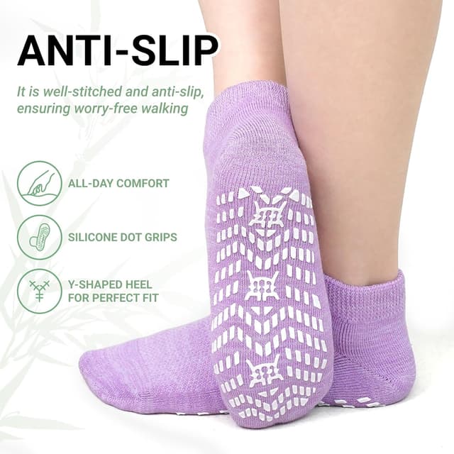 Detalle de LOFIR Ankle Diabetic Socks for Women (bamboo, non-slip grippers, cushioned sole) – 6 pairs