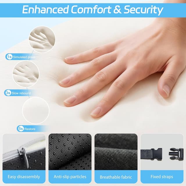 Detalle 2 de jpinlr Truck Driver Seat Cushion (Memory Foam, L-Shaped Ergonomic Support) for Office Chairs and Long Sitting