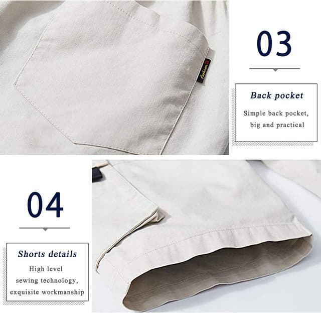 Detalle 2 de APTRO Men’s Cargo Shorts with Elastic Waistband & Drawstring, 100% Cotton Twill Relaxed Fit (Big & Tall)