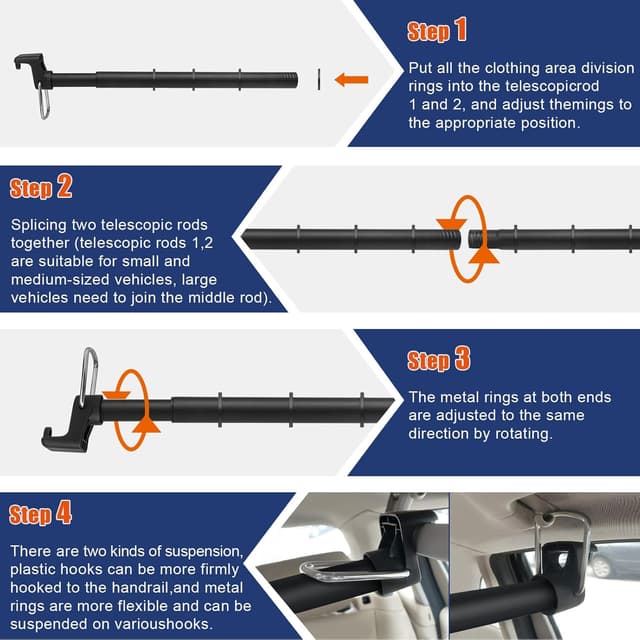 Thumbnail 5 de Car Clothes Hanger Bar 30-63 in