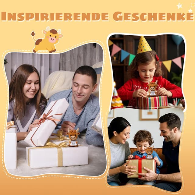 Detalle de Gehäkelte Highland Cow Kuh Mini-Strickpuppe mit positiver Energie Karte – Mini-Kuscheltier für Stressabbau