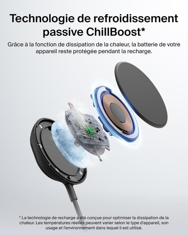 Detalle 2 de Belkin UltraCharge Chargeur Magnétique Qi2 25 W Noir