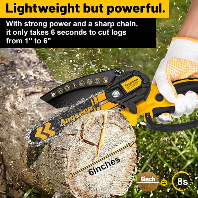 Thumbnail 2 de Brushless Mini Chainsaw Cordless 6-inch 2.0Ah batteries 🪚