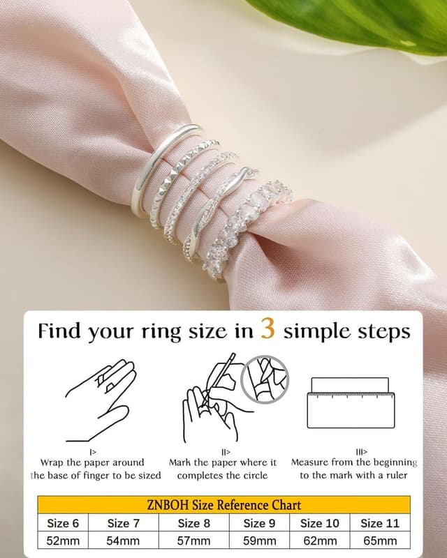 Detalle 2 de ZNBOH set anelli 5 pezzi zirconia