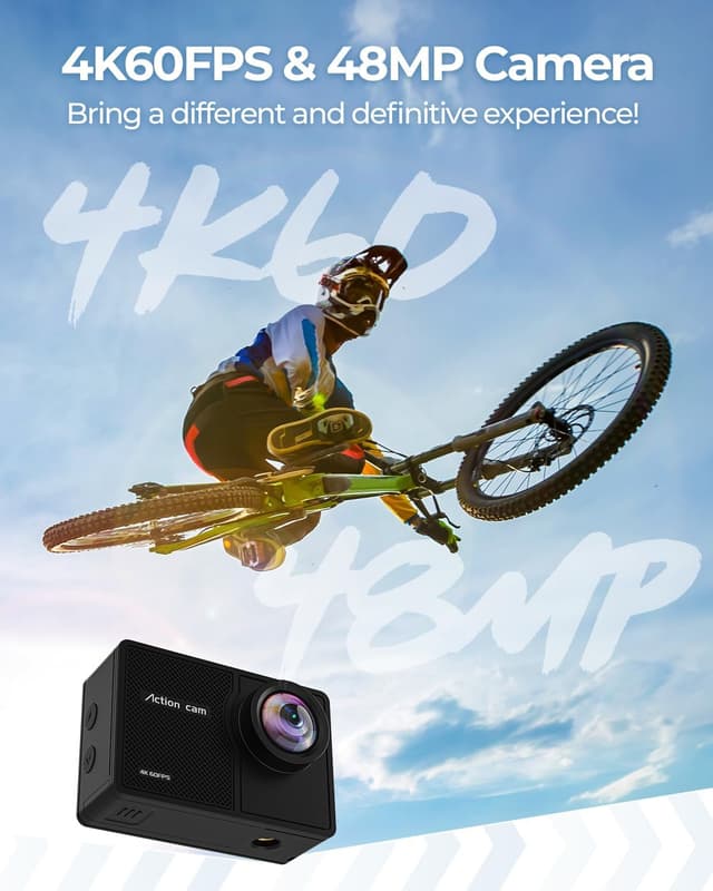 Detalle de TIMNUT 4K 60FPS Action Cam subacquea fino a 40 m con Wi‑Fi, telecomando e scheda SD da 64 GB